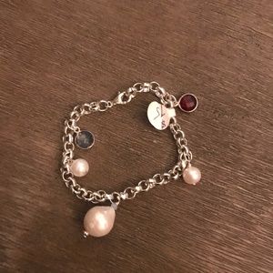 sterling silver genuine cultured pearl and semi percious stone